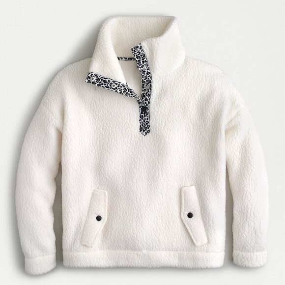 J.Crew Women's Polartec Vintage Sherpa Fleece Pullover Sweatshirt Jacket 2X - Picture 1 of 10
